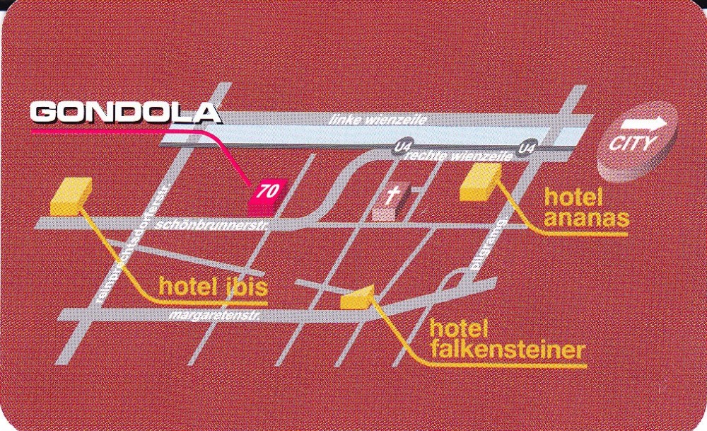 Gondola Lageplan-Visitenkarte - Ristorante Gondola - Wien