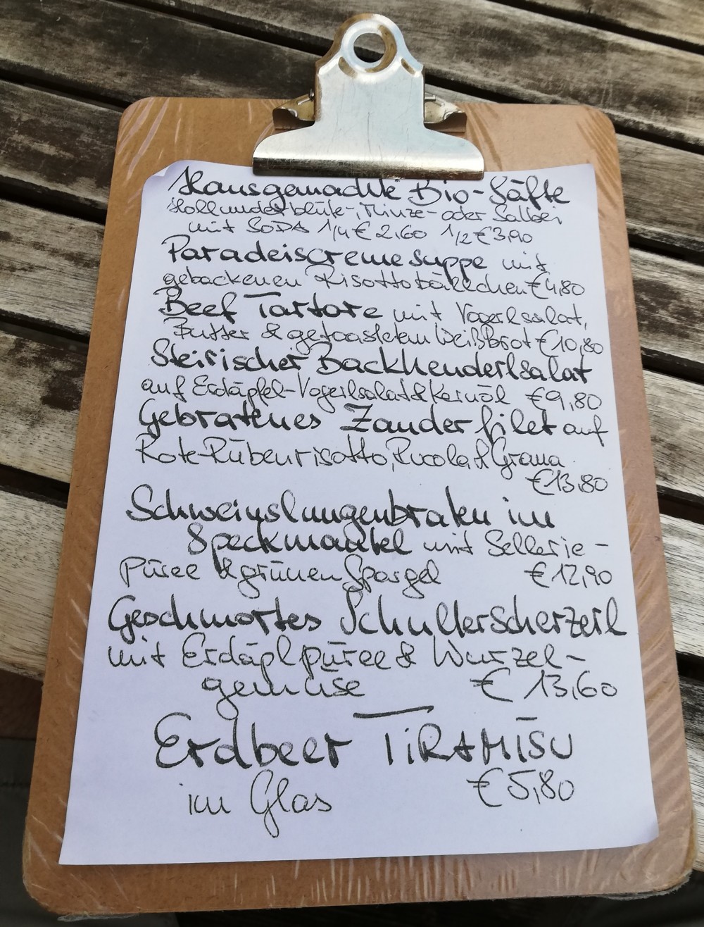 Tageskarte 5.6.18 - Winklers zum Posthorn - Wien