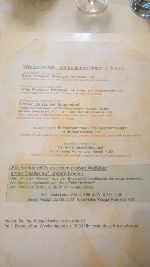 Speisekarte - Meilinger Taverne - MITTERSILL
