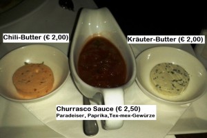 Gergely&#039;s - Extras zum Steak (€ 2,50 je Sauce - € 2,00 je Butter)