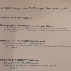 Veganes 3-Gänge Herbstmenü - Hollerei - Wien