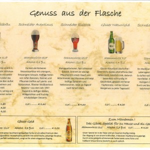 Bierkarte - Genuss aus der Flasche - Glöckl Bräu - Graz
