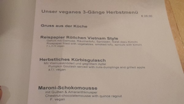 Veganes 3-Gänge Herbstmenü - Hollerei - Wien