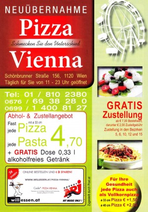 Pizza Vienna Flyer Seite 1 - Pizza Vienna - Wien