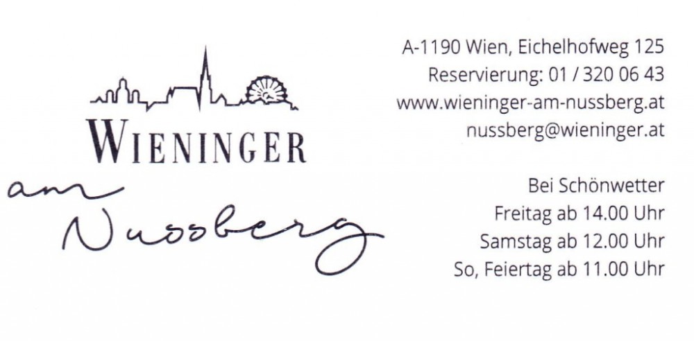 Heuriger Wieninger - Visitenkarte - Wieninger am Nußberg - Wien