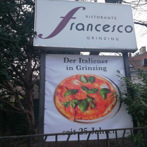 Firmentafel an der Außenseite des Lokals - Francesco - Wien