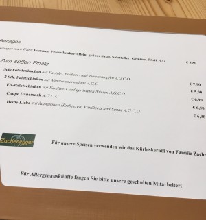 Speisekarte - Stockinger - Unterpremstätten