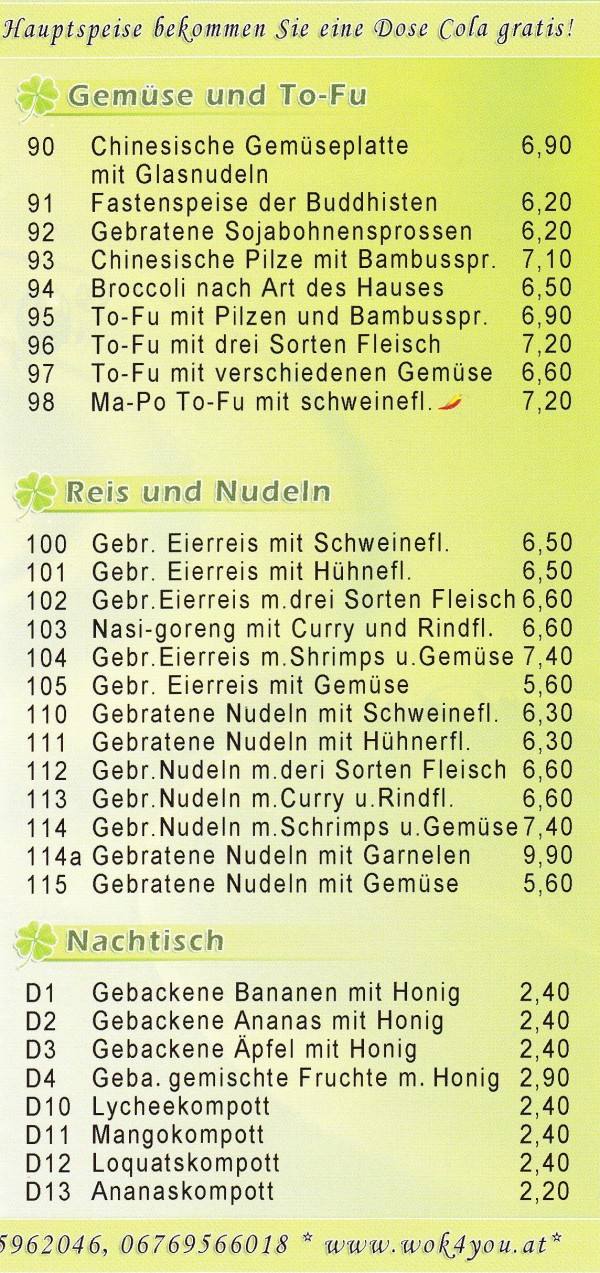 Zum Glück Speisekarte Seite 4 - China-Restaurant zum Glück - Wien