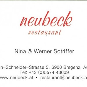Visitenkarte - Neubeck - Bregenz