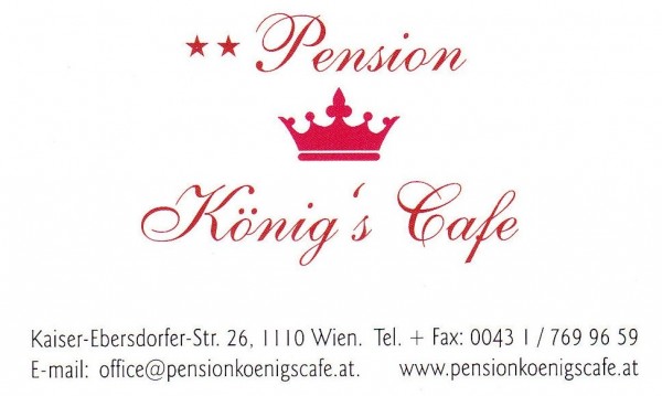 Pension König's Cafe VisitenKarte - Hotel König Café-Restaurant - Wien