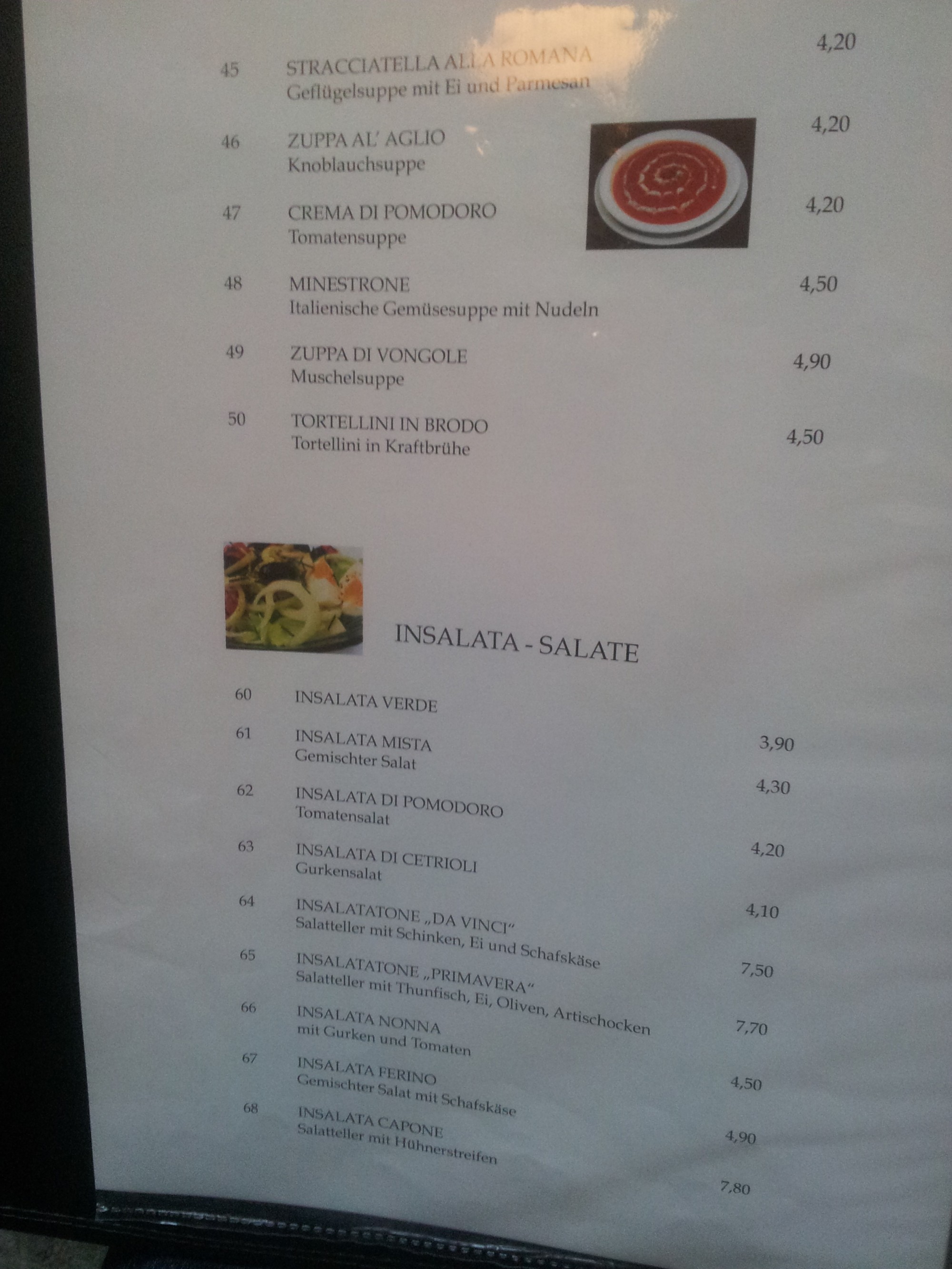 Suppen und Salate. - Pizzeria Da Vinci - Hard