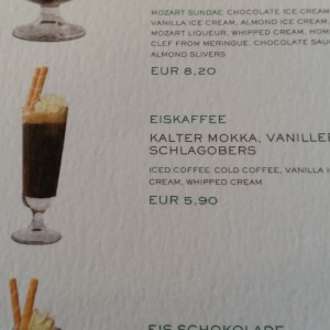 Eiskaffee laut Karte - Tomaselli - Salzburg