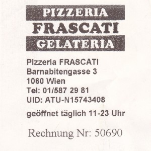 Frascati - Rechnung - Pizzeria Frascati - Wien