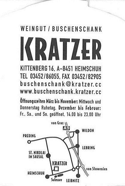 Visitenkarte - Öffnungszeiten, Wegbeschreibung - Weingut Buschenschank Kratzer - Heimschuh