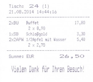 Dschunke - Rechnung - Restaurant Dschunke - Wien