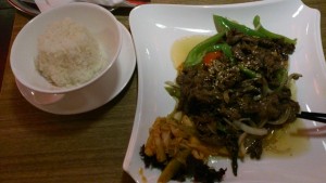 Bulgogi-Beef mit Reis - angenehm scharf, zart und sehr schmackhaft! - Das Kai - Wien