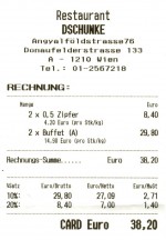 Asia-Restaurant Dschunke - Rechnung