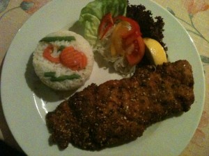 Gefülltes Schnitzel mit Reis - Wiesenstadt Restaurant - Wien