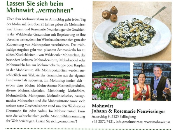 Werbung - Mohnwirt - Sallingberg