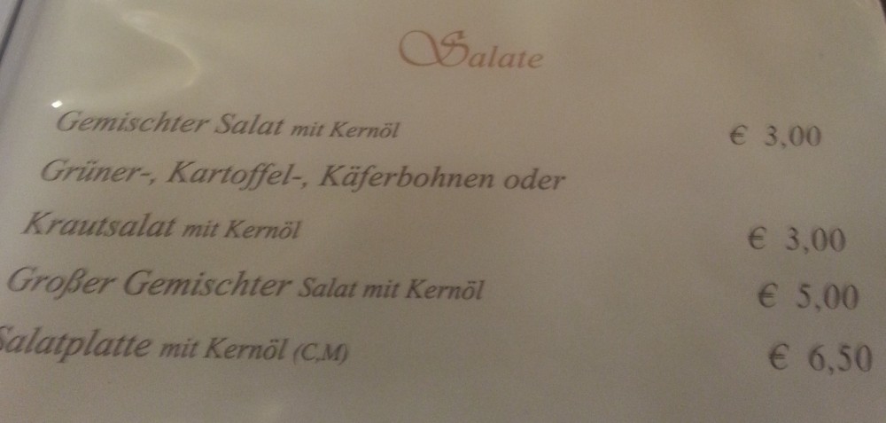 Salate - Gasthaus Edler ("Backhendlstation") - Lang