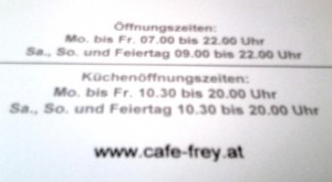 Cafe-Restaurant Frey Öffnungs- &amp; Küchenzeiten - Cafe Frey - Wien