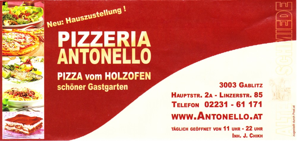 Antonello - Flyer Seite 1 - Pizzeria Antonello - Gablitz
