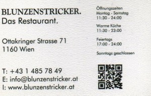 Blunzenstricker - Visitenkarte - Blunzenstricker - Wien