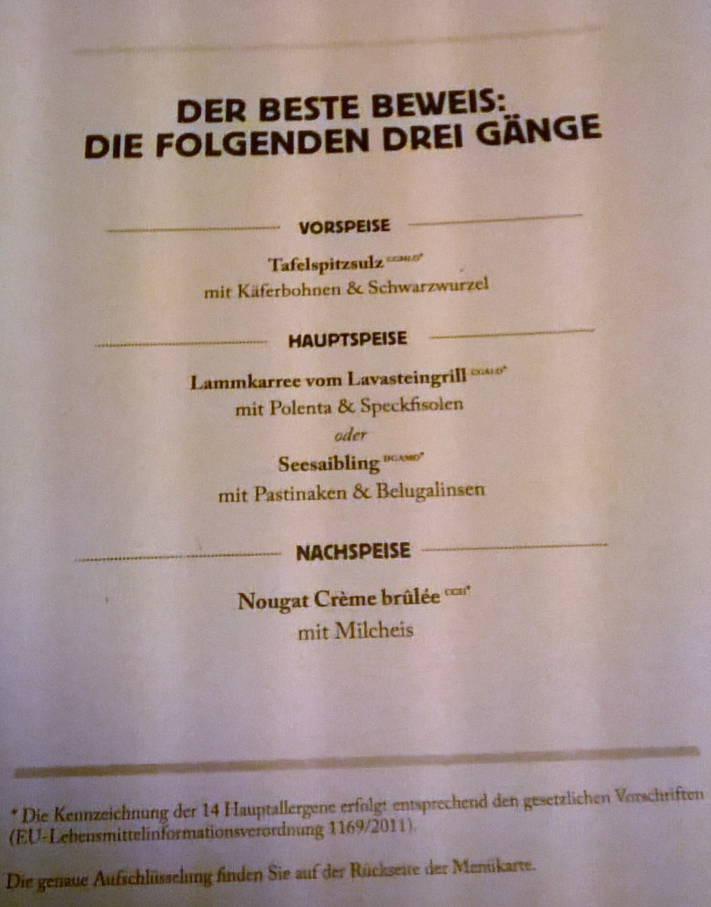 Das Menü im Rahmen der Restaurantwoche vom 22.2. bis 28.2.2016 - Lugeck - Wien