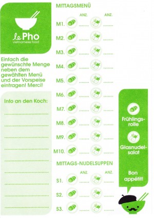 Le Pho - Bestellzettel - le Pho - Wien