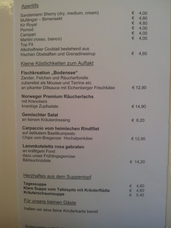 Karte: Für einen guten Start. - Hotel Restaurant Schönblick - Eichenberg