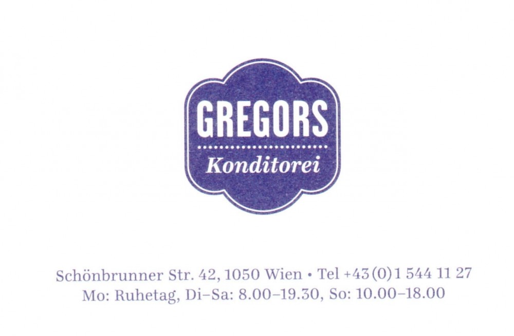 Gregors - Visitenkarte - Gregors Konditorei - Wien