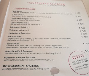 Karte (Jausenspezialitäten) - Weingut Buschenschank Grabin - Labuttendorf