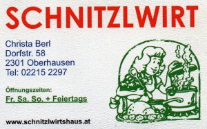 Schnitzlwirt Oberhausen - Visitenkarte - Schnitzlwirt - Oberhausen