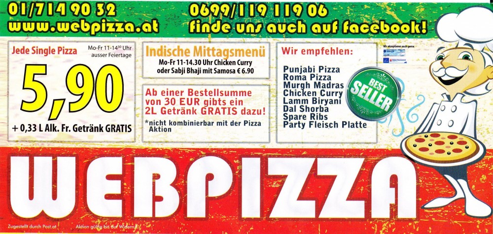 Pizzeria Webpizza Flyer Seite 1 - Webpizza - Wien