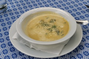 Wachauer Fischsuppe - ein wenig zu gemüselastig, aber sonst sehr gut - Loibnerhof - Dürnstein