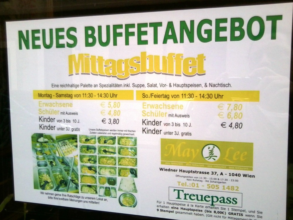 May Lee Werbung Mittagsbuffet - May Lee - Wien