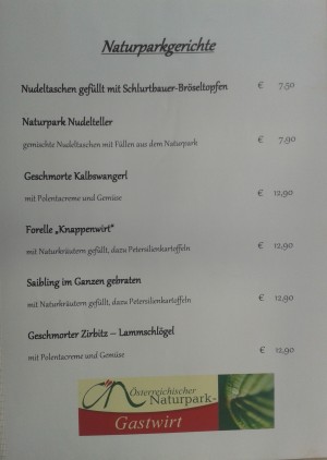 Speisekarte - Gasthof Knappenwirt - Mariahof