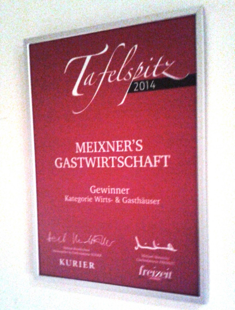 Meixner - Tafelspitz-Auszeichnung - Meixner's Gastwirtschaft - Wien