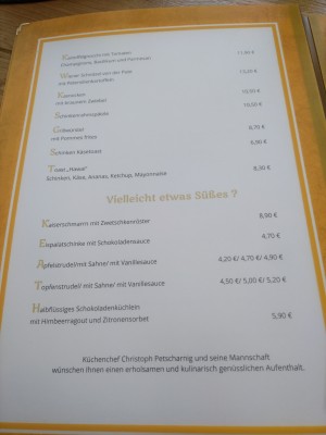 Speisekarte - Auhof - Großarl
