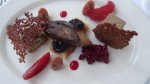 Gänseleber - gegrillt und als Terrine mit Schokolade, Pflaume, Roten Rüben ... - ella's - Wien