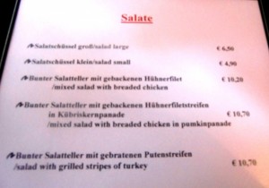 Speisekarte - Salate - KulmiNarium - Haus im Ennstal