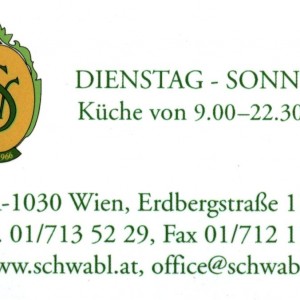 Schwabl Wirt - Visitenkarte - Schwabl Wirt - Wien