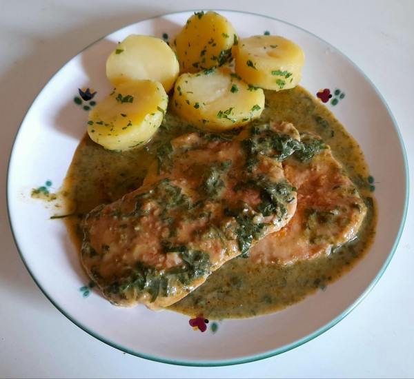 Schnitzel in Bärlauchrahmsauce - Gasthof-Pension "Zur Bruthenne" - Furth/Triesting