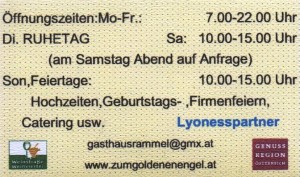 Gasthaus Rammel Hollabrunn - Visitenkarte-02 - Gasthaus Rammel - Zum Goldenen Engel - Hollabrunn