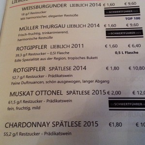 Weinkarte - Schwertführer 35 - Sooss