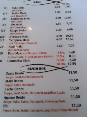 Asia Sun - Maki - Bento-Box - Asia-Restaurant Sun - Wien