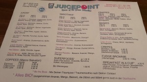 Die Karte - alles Bio - Juicepoint - Wien