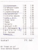 Unsinn - Rechnung für fünf Personen - Gasthof - Pension Unsinn - Wien