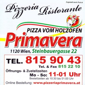 Pizzeria Primavera Speisekarte Seite 1 - Pizzeria Ristorante Primavera - Wien