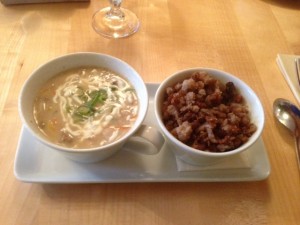 Klachlsuppe mit Heidensterz